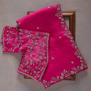 Pink Colour Rangoli Silk Sequence Embroidery Work Wedding deasin Saree With Blouse