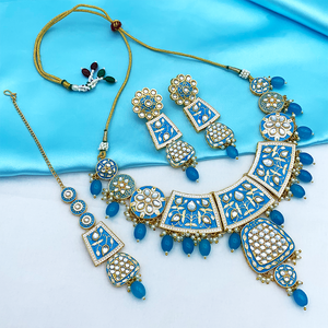 Gold Kundan Mina Jewellery Set