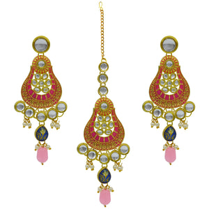 Gold Plated Kundan Floral Design Choker Necklace Set