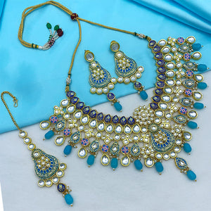 Gold Plated Kundan Floral Design Choker Necklace Set