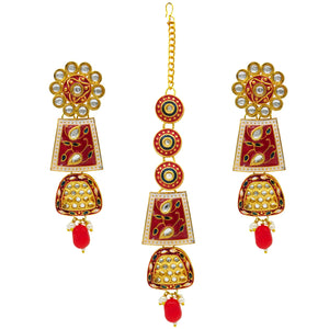 Gold Kundan Mina Jewellery Set