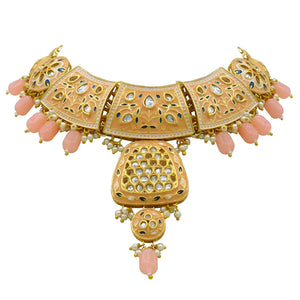 Gold Kundan Mina Jewellery Set