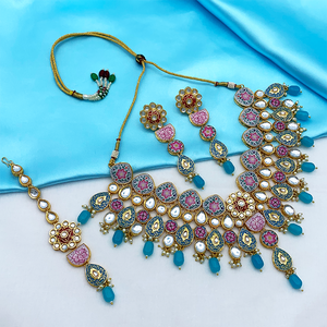 Kundan and Meenakari with Floral Design Necklace Set