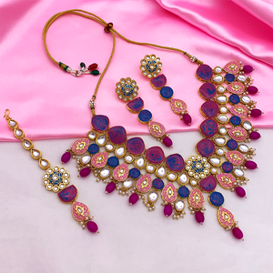 Kundan and Meenakari with Floral Design Necklace Set