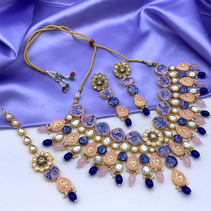 Kundan and Meenakari with Floral Design Necklace Set