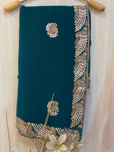 Aurora Blue Chiffon Saree