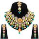 Sujwel Kundan and Meenakari with Floral Design Necklace Set (08-0115) - Sujwel