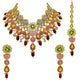 Sujwel Kundan and Meenakari with Floral Design Necklace Set (08-0115) - Sujwel