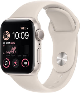 GOOD WATCH-Apple Watch SE (2nd Gen) [GPS 40mm] Smart Watch w/Silver Aluminum Case & White Sport Band