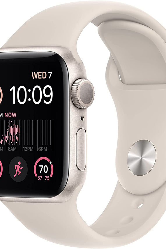 GOOD WATCH-Apple Watch SE (2nd Gen) [GPS 40mm] Smart Watch w/Silver Aluminum Case & White Sport Band