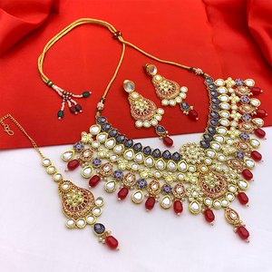 Gold Plated Kundan Floral Design Choker Necklace Set