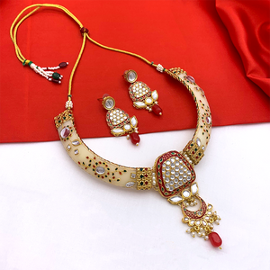 Imitation Hathi Dant Gold Necklace Set