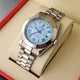 GOOD WATCH-The Rolex Day-Date 40 Watch - Plan Bezel - sky blue Diagonal Motif Index Dial - President Bracelet