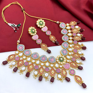 Kundan and Meenakari with Floral Design Necklace Set