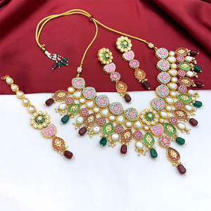 Kundan and Meenakari with Floral Design Necklace Set