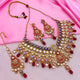 Gold Plated Kundan Floral Design Choker Necklace Set