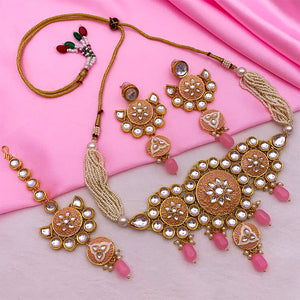 Gold Kundan Mina Jewellery Set