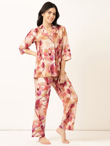 Muslin Coords- Beige & Pink Floral-Muslin Lounge-Bannoswagger