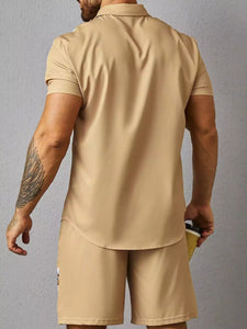 CORDS BROWN PATTI Design Mens Half Sleeves Premium Cords Cotton Material