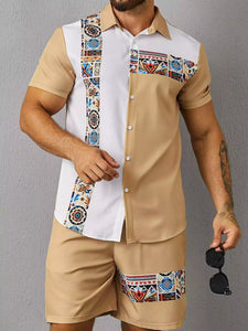 CORDS BROWN PATTI Design Mens Half Sleeves Premium Cords Cotton Material