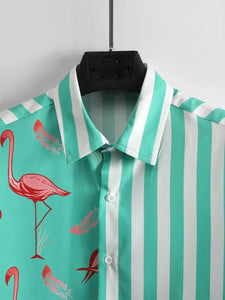 CORDS ENGLISH FLAMINGO Design Mens Half Sleeves Premium Cords Cotton Material