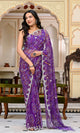 fashion Purple bandhej Chiffon Saree