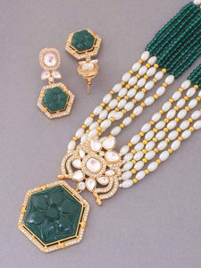 Emerald Dhruvika Kundan Jewellery Set