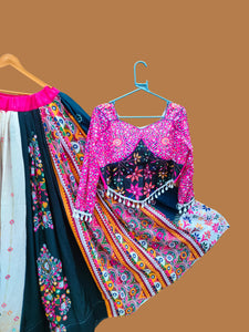 Multi Color Trendy Printed Mirror Work Cotton Navratri Lehenga Choli