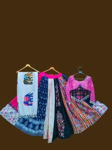 Multi Color Trendy Printed Mirror Work Cotton Navratri Lehenga Choli