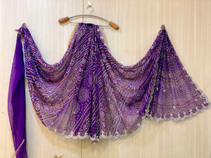 fashion Purple bandhej Chiffon Saree