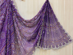 fashion Purple bandhej Chiffon Saree