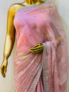 Fashion Pink Chiffon Saree