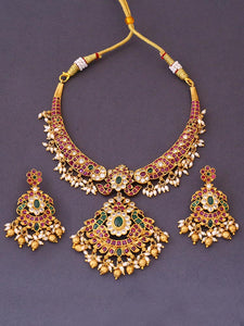 Multicolor Madhava Antique Jewellery Set - New Arrival