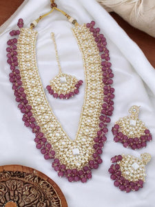 Purple Gracia Kundan Jewellery Set