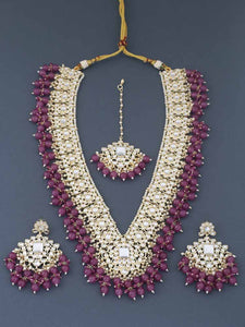 Purple Gracia Kundan Jewellery Set