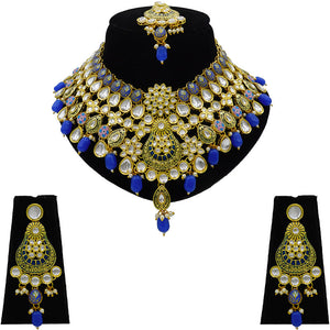 Gold Plated Kundan Floral Design Choker Necklace Set