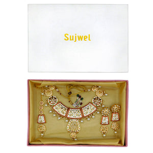 Gold Kundan Mina Jewellery Set