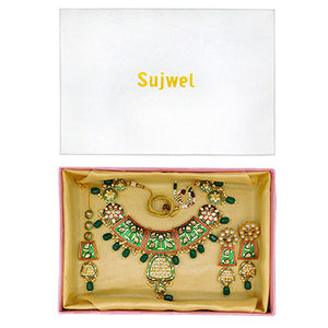 Gold Kundan Mina Jewellery Set