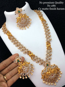 CZ Gold Diamond Finished haram Set