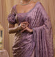 Lavender Silver Stonework Crepe Saree-Koskii