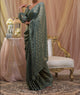 Sea Green Silver Stonework Crepe Saree-Koskii