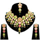 Sujwel Kundan and Meenakari with Floral Design Necklace Set (08-0115) - Sujwel