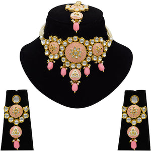 Gold Kundan Mina Jewellery Set