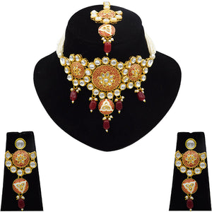 Gold Kundan Mina Jewellery Set