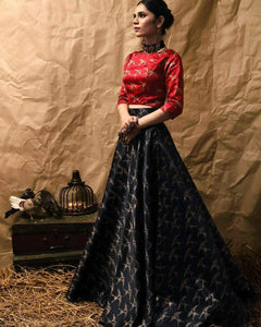 Designer Black Color Lahenga Choli With Embroidery Work With Dupatta