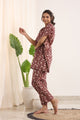 Red  Cotton Printed Kaftan and Pajama Set