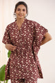 Red  Cotton Printed Kaftan and Pajama Set