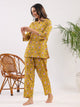 Yellow Acanthus print Cotton Night Suit