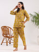 Yellow Acanthus print Cotton Night Suit