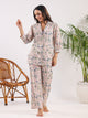 Cotton Printed 3 PEICE Night Suit Set with Pyjama